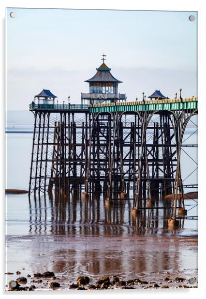 Clevedon Pier head at very low tide Acrylic by Rory Hailes