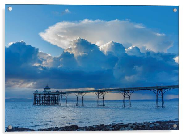 Clevedon Pier with large cumulus cloud Acrylic by Rory Hailes
