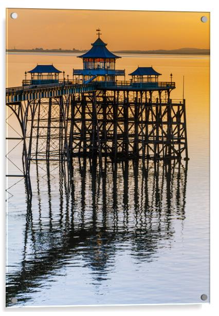 Clevedon Pier at sunset Acrylic by Rory Hailes