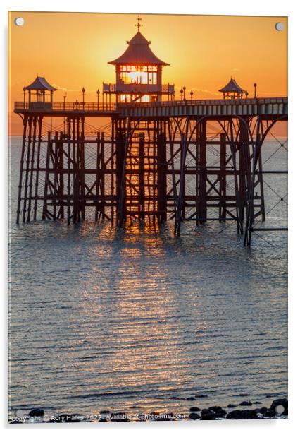 Clevedon Pier at sunset  Acrylic by Rory Hailes