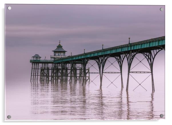 Clevedon Pier on a calm and misty morning Acrylic by Rory Hailes