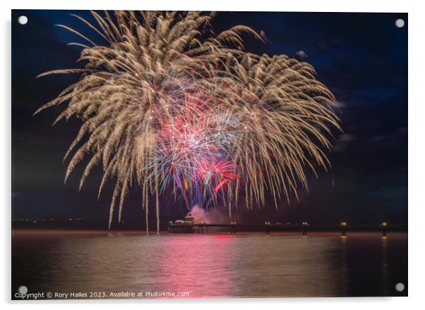 Clevedon Pier Coronation Fireworks 08 Acrylic by Rory Hailes
