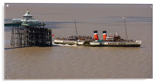 Waverley departing Clevedon Pier Acrylic by Rory Hailes