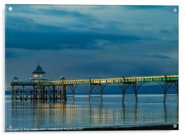 Clevedon Pier with reflection. Acrylic by Rory Hailes