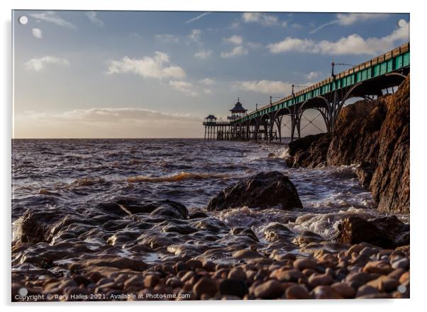 Clevedon Pier Rocks Acrylic by Rory Hailes