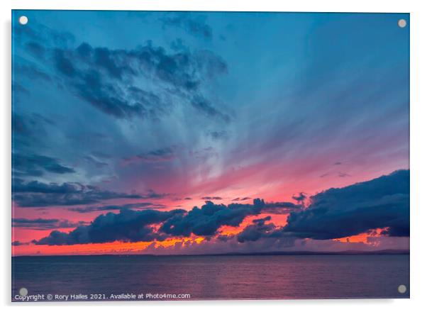 Sunset over the Bristol channel Acrylic by Rory Hailes