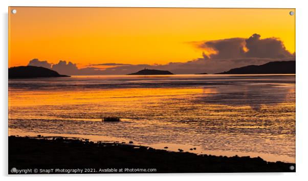 A golden winter sunset reflecting over Kirkcudbright Bay and Ross Island Acrylic by SnapT Photography