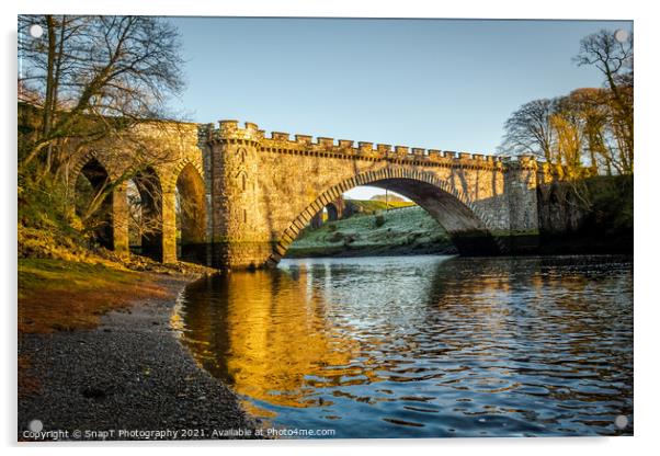 The lower bridge pool on the River Dee at Telford Bridge in Tongland, Scotland Acrylic by SnapT Photography