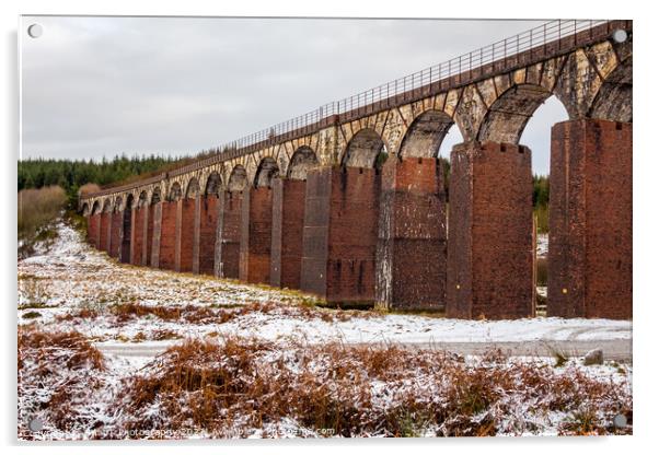 A snow covered landscape at the old railway viaduct at the Big Water of Fleet Acrylic by SnapT Photography