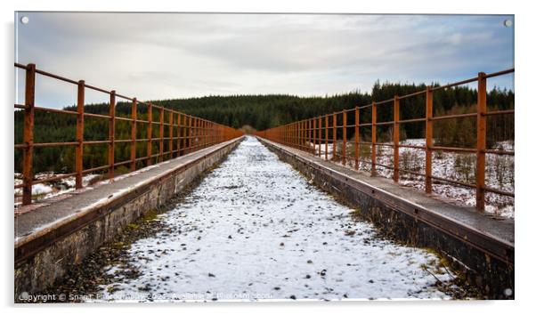 A snow covered old railway viaduct at the Big Water of Fleet and Galloway Forest Acrylic by SnapT Photography