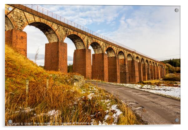 The old victorian red brick Big Water of Fleet Railway Viaduct, Scotland Acrylic by SnapT Photography