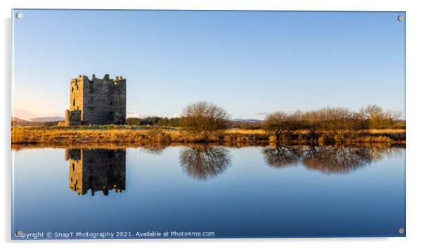 Landscape of Threave Island and Castle reflecting on the River Dee in winter Acrylic by SnapT Photography