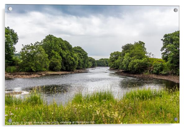 Looking downstream on the River Dee on a cloudy su Acrylic by SnapT Photography