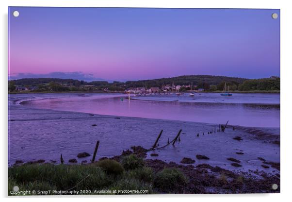 Twilight over an estuary at low tide at Kirkcudbright Harbour southern Scotland. Acrylic by SnapT Photography