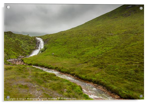 A waterfall and fast flowing highland stream on the isle of Skye, Scotland Acrylic by SnapT Photography