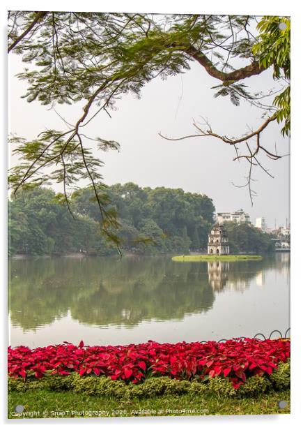 Turtle Tower on Hoan Kiem Lake, in the old quarter of Hanoi, Vietnam Acrylic by SnapT Photography