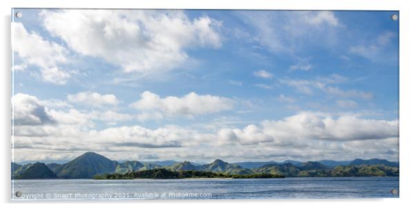 Panoramic view of the mountains and hills of the Flores coastline in Indonesia Acrylic by SnapT Photography