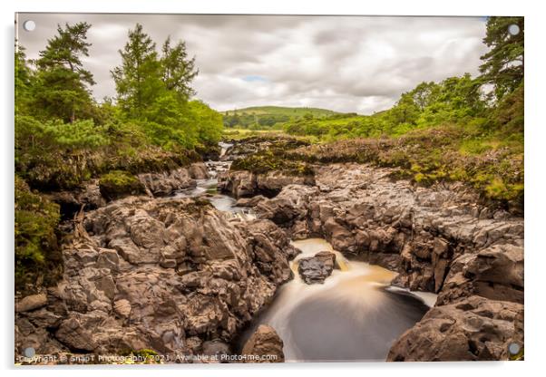 Rare photo of Earlstoun Linn Waterfall exposed, due to draining Earlstoun Loch Dam Acrylic by SnapT Photography