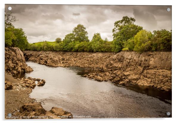 An exposed gorge on the Water of Ken in Galloway, due to draining Earlstoun Dam Acrylic by SnapT Photography