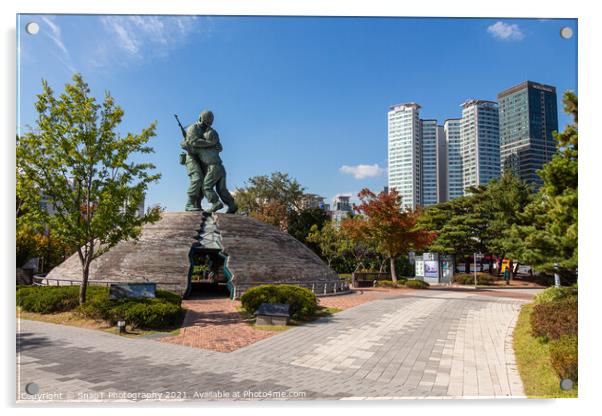 The 'Statue of Brothers' at the War Memorial of Korea Museum, Seoul, South Korea Acrylic by SnapT Photography