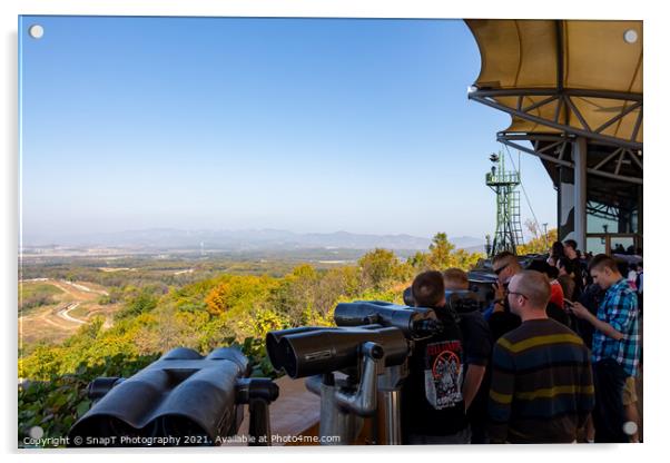 Tourists at the Dorsa Observatory at the Korean Demilitarized Zone Acrylic by SnapT Photography