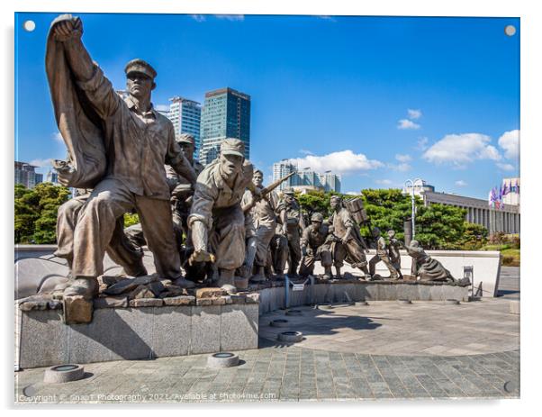 Statue of South Korean war soldiers at the War Memorial of Korea Museum, Seoul Acrylic by SnapT Photography