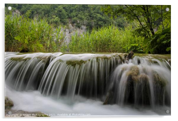 Long exposure of a waterfall at Plitvice Lakes, UNESCO World Heritage Site Acrylic by SnapT Photography