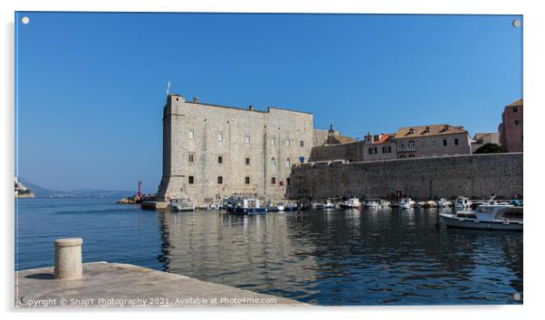 Dubrovnik harbour by the maritime museum and city walls, Croatia Acrylic by SnapT Photography