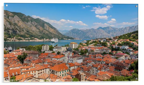 The old town of Kotor by the sea at Kotor Bay, Montenegro Acrylic by SnapT Photography