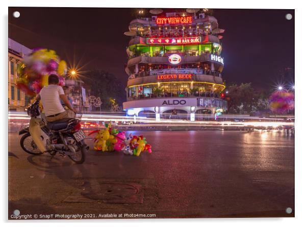 Long exposure of a balloon sellar at Dong Kinh Nghia Thuc Square, Hanoi Acrylic by SnapT Photography