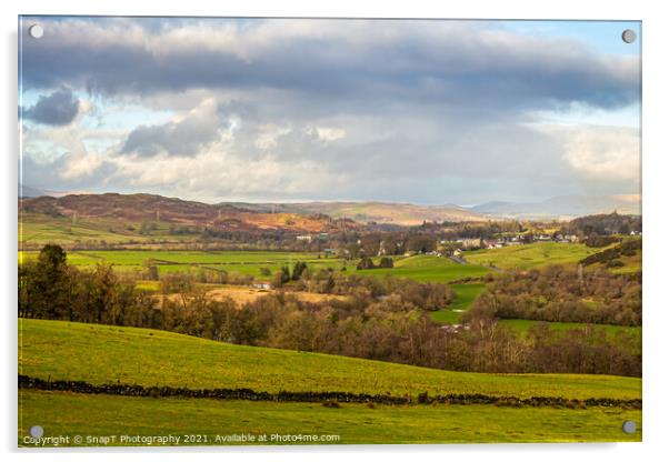 A view of the Ken valley landscape in the Glenkens, with Dalry in the distance Acrylic by SnapT Photography