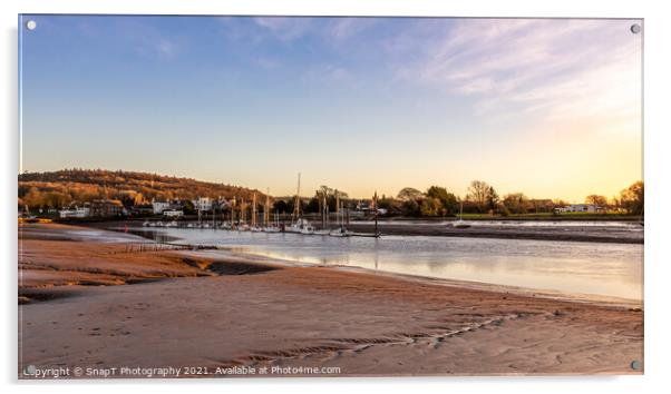 Low tide and mudflats on the River Dee estuary at Kirkcudbright during sunset Acrylic by SnapT Photography