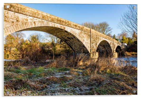 The Ken Bridge on a winters day, with frost on the ground, beside the river Acrylic by SnapT Photography