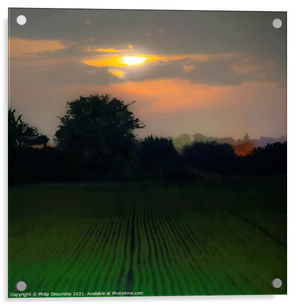 Moonrise in Norfolk Acrylic by Philip Skourides