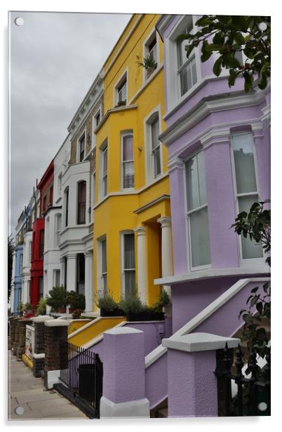 Notting Hill Colourful Houses Acrylic by Emily Koutrou