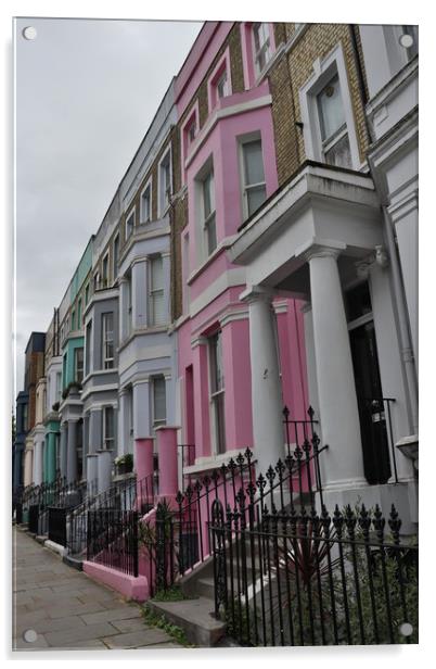 Notting Hill Colourful Houses Acrylic by Emily Koutrou