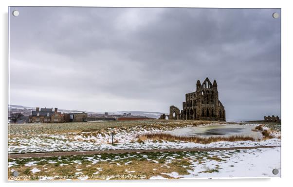 Whitby Abbey in the Snow  Acrylic by Michael Copestake