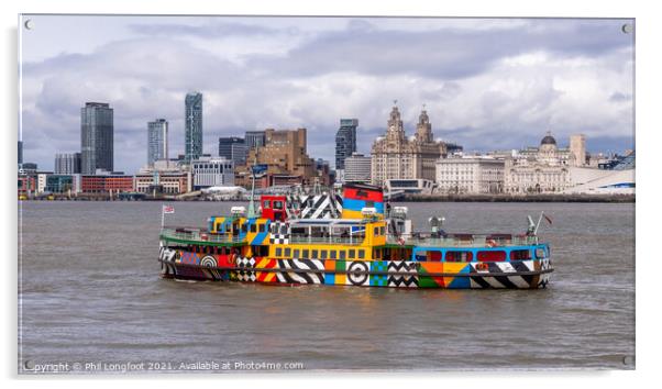 Mersey Ferry Snowdrop with the famous Liverpool Waterfront in the background  Acrylic by Phil Longfoot