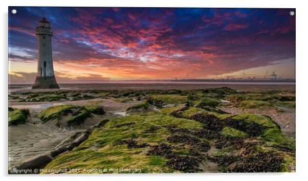 New Brighton Wirral Sunset  Acrylic by Phil Longfoot