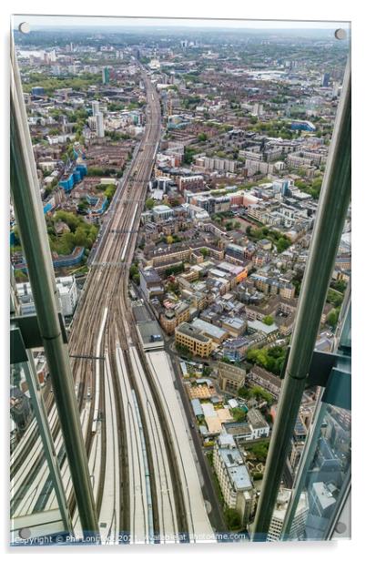 View from the Shard London of London Bridge Station  Acrylic by Phil Longfoot