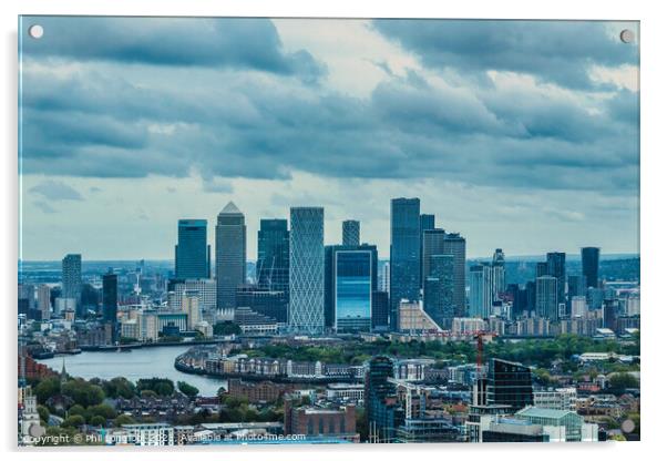 View from Sky Garden London towards Canary Wharf  Acrylic by Phil Longfoot