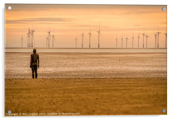 Iron Man alone on the beach - Crosby  Acrylic by Phil Longfoot