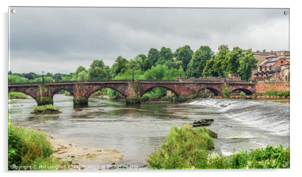 Bridge over the River Dee Chester Acrylic by Phil Longfoot