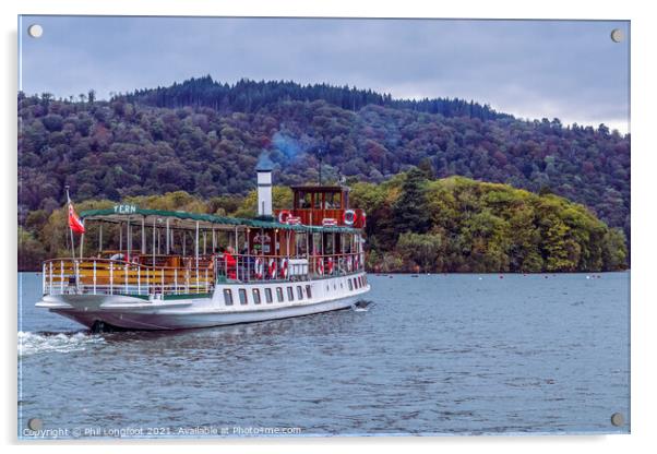 Lake Windermere ferry leaving Bowness on Windermer Acrylic by Phil Longfoot