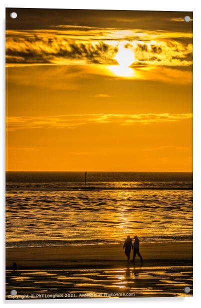 Beautiful sunset walk along the Coast at Crosby Merseyside  Acrylic by Phil Longfoot