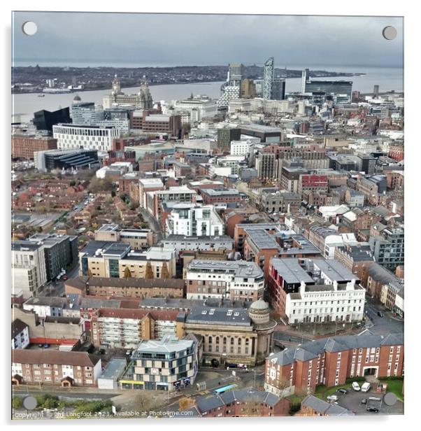 View of Liverpool City Centre and River Mersey from Liverpool Cathedral Acrylic by Phil Longfoot