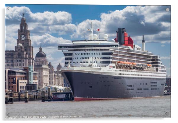 RMS Queen Mary 2 berthed at Liverpool Cruise Terminal  Acrylic by Phil Longfoot