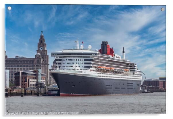 RMS Queen Mary berthed Liverpool  Acrylic by Phil Longfoot