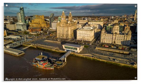 Liverpool Waterfront and Mersey Ferry at Golden Ho Acrylic by Phil Longfoot