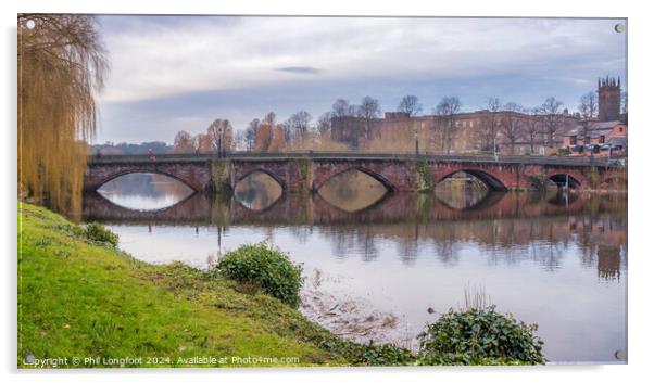 The Old Dee Bridge Chester  Acrylic by Phil Longfoot
